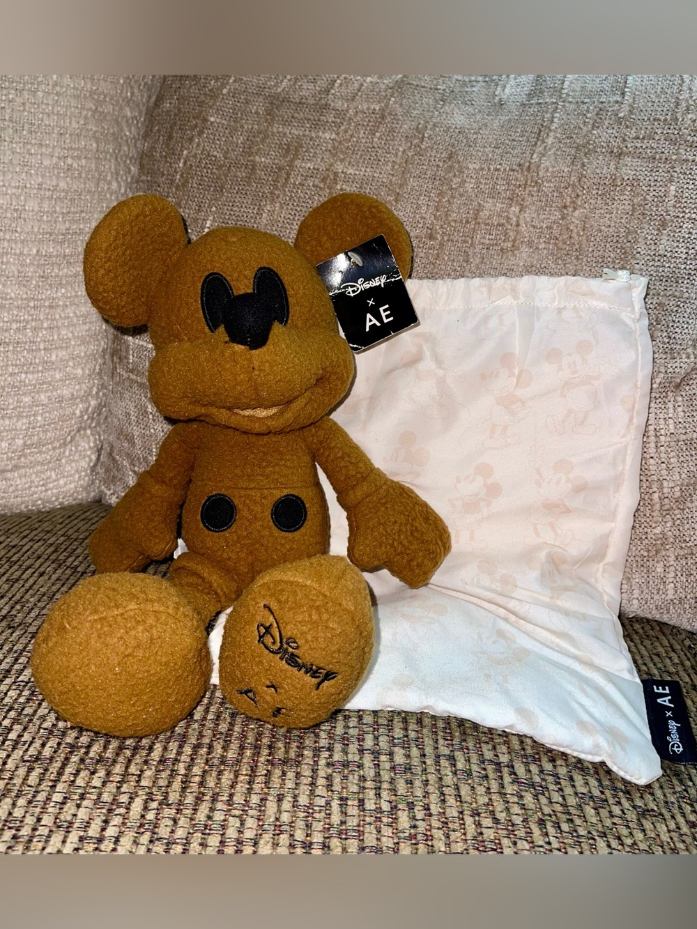 Disney American Eagle Brown Mickey Mouse Plush with Black Face Details